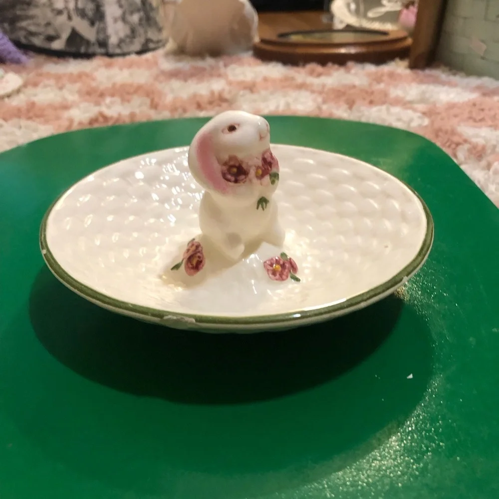 Grandmas Floral Ceramic Bunny Dish